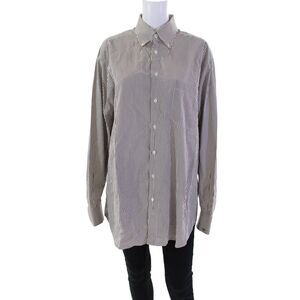 Bertini Women;s Long Sleeves Long Sleeves Button Down Striped Shirt Size L